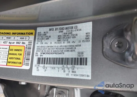 2023 Ford Bronco Sport Badlands z USA, uszkodzony, nr VIN 3FMCR9D95PRE04076